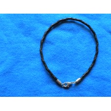 Handmade Black Leather Bracelet with 3mm Cord.
